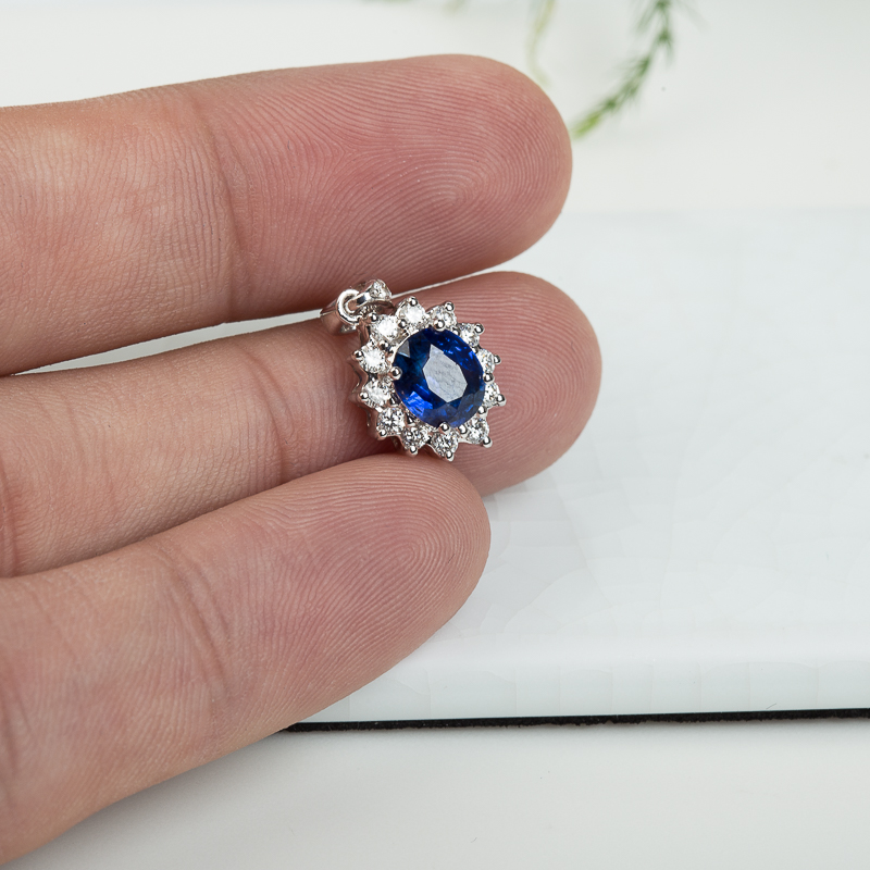 18k天然皇家蓝蓝宝石刻面吊坠-红掌柜