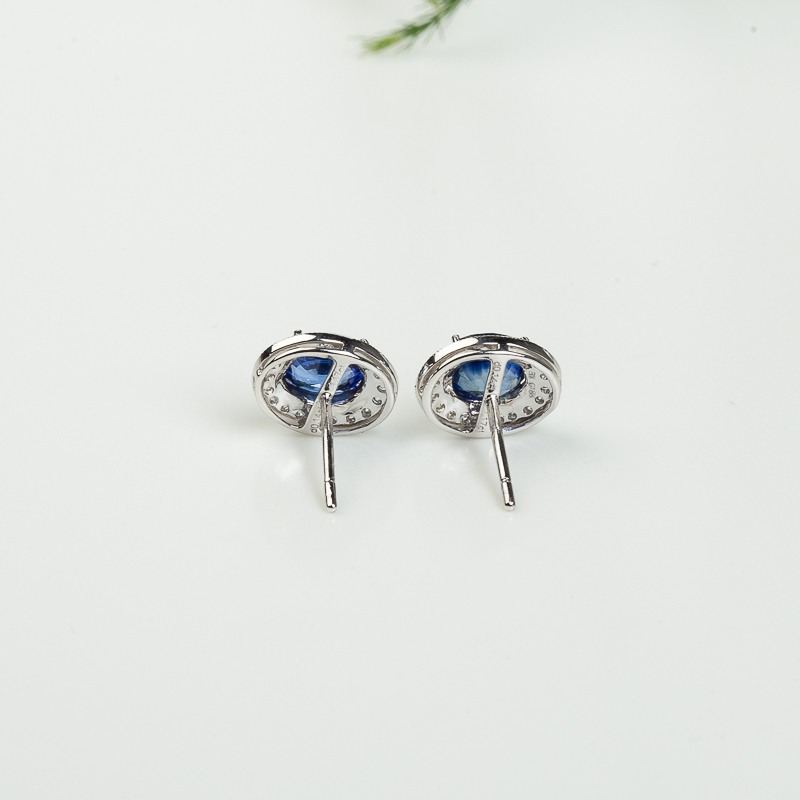 天然18k皇家蓝蓝宝石耳钉-红掌柜