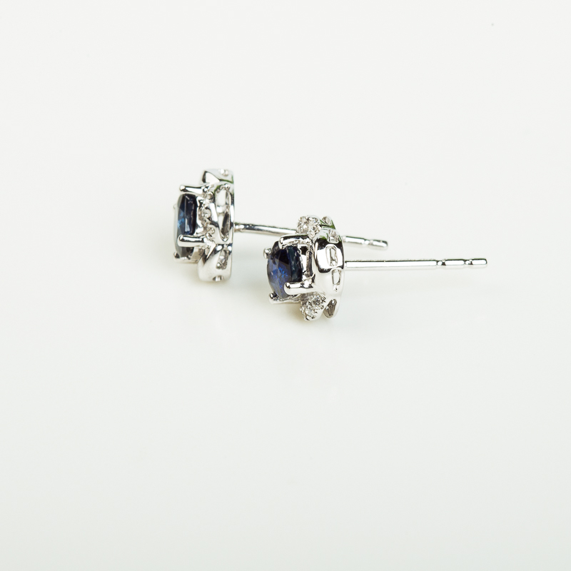 皇家蓝蓝宝石刻面耳钉-红掌柜