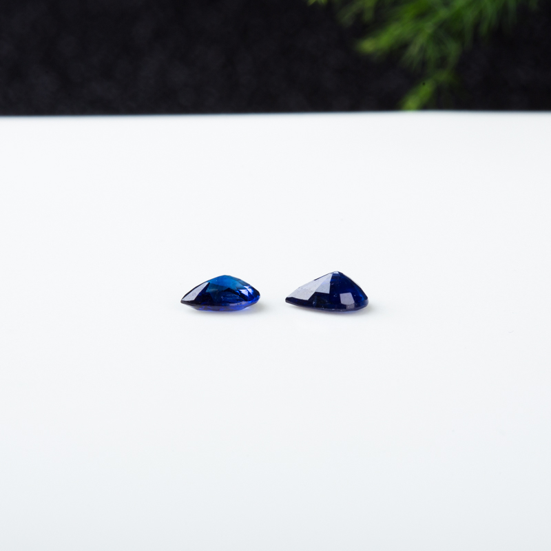 天然深蓝色蓝宝石戒面（一对）-红掌柜