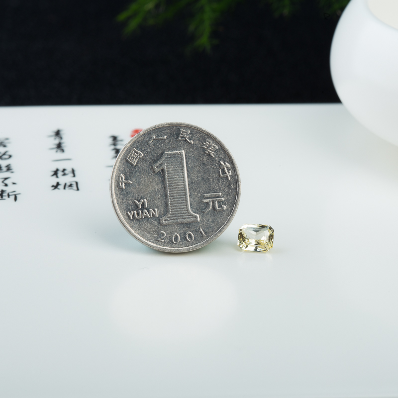 天然斯里兰卡黄色蓝宝石刻面戒面-红掌柜