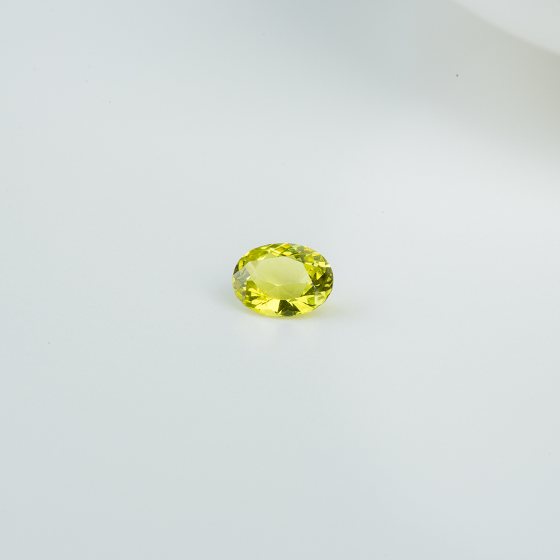 天然黄绿色蓝宝石刻面戒面-红掌柜