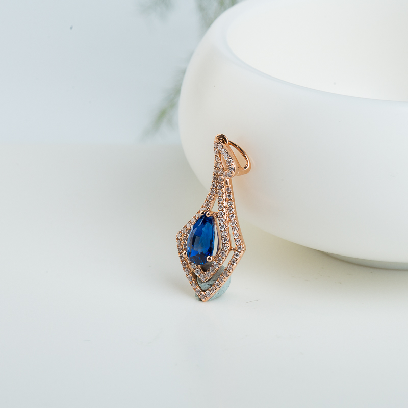 天然蓝宝石玫瑰金吊坠-红掌柜