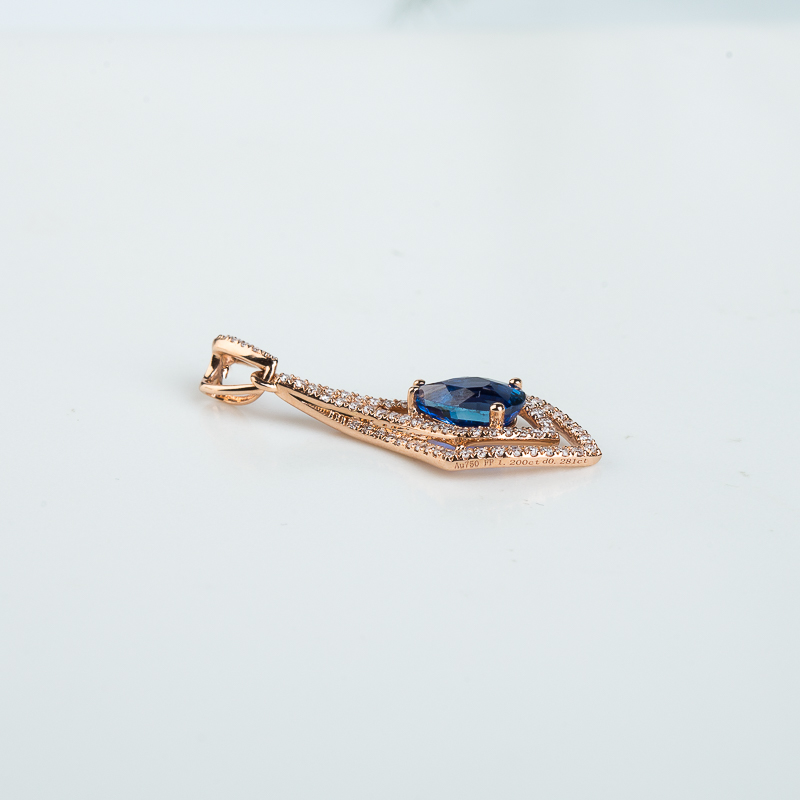 蓝宝石玫瑰金吊坠-红掌柜