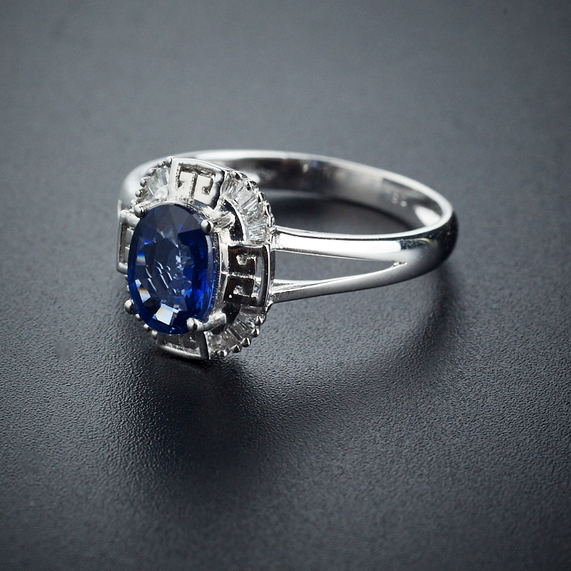 18K金镶钻天然蓝宝石戒指-红掌柜