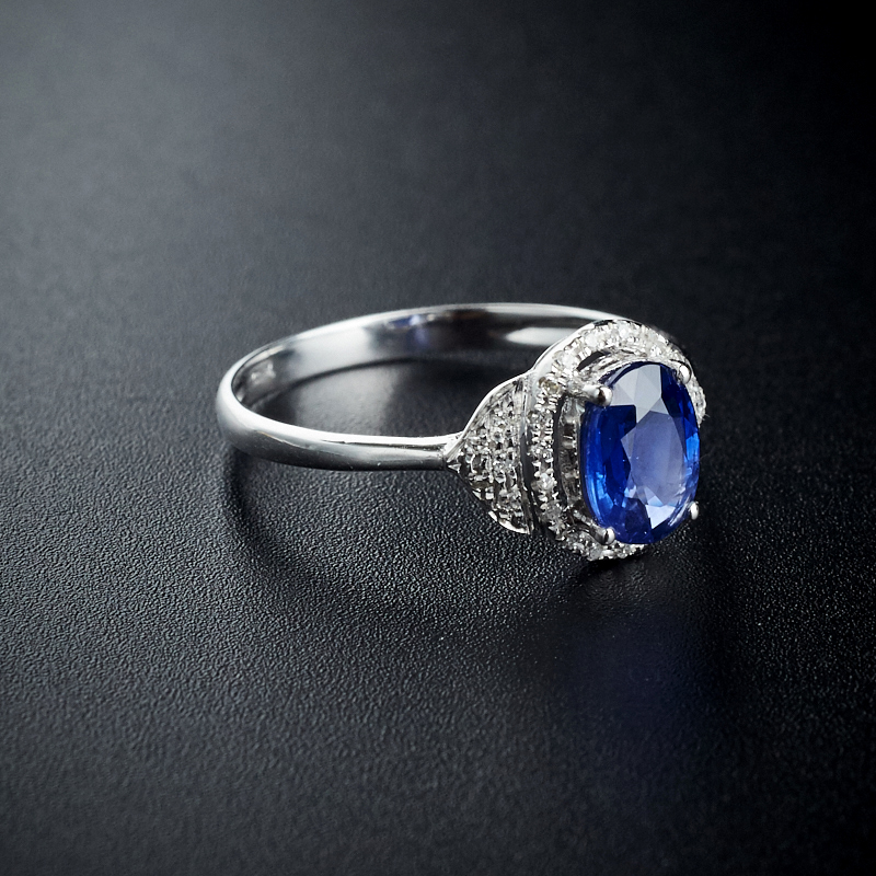 金镶钻斯里兰卡天然蓝宝石戒指-红掌柜