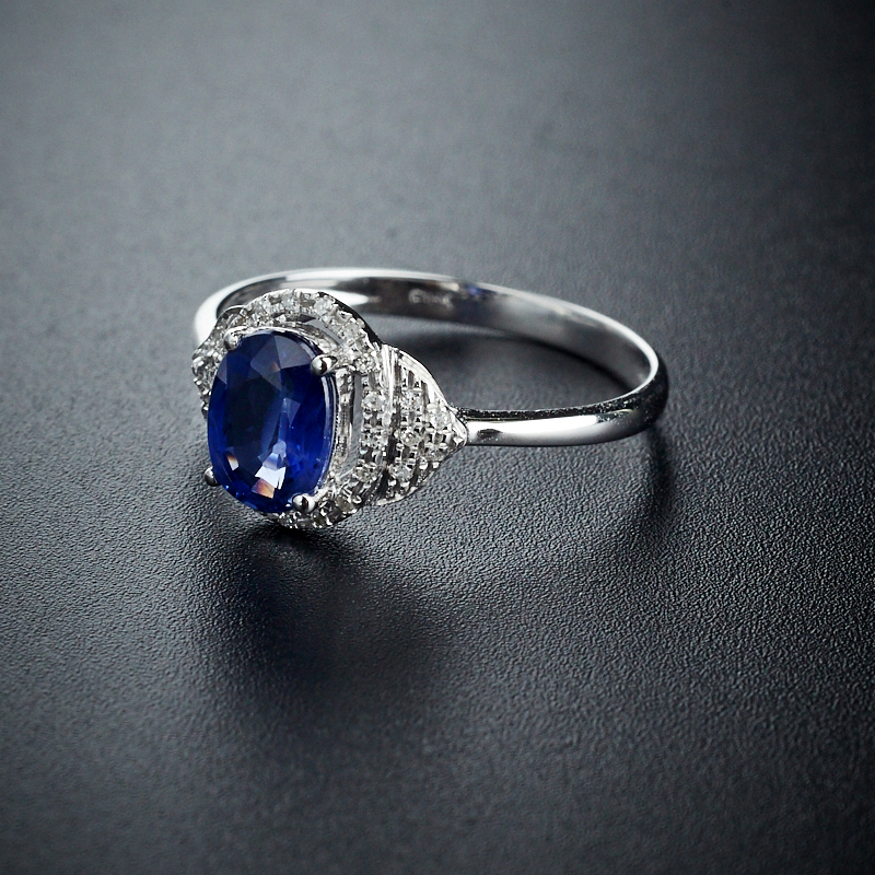 18K金镶钻天然蓝宝石戒指-红掌柜