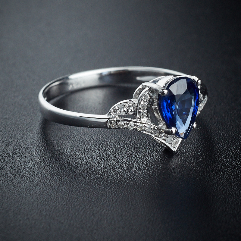 金镶钻斯里兰卡天然蓝宝石戒指-红掌柜