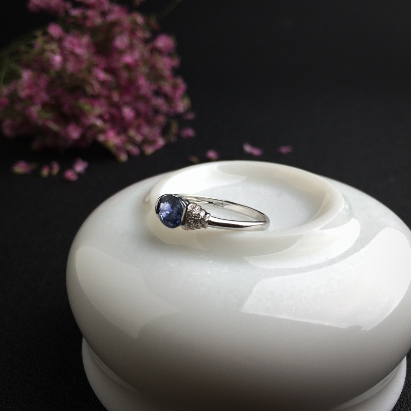 18K金镶钻蓝宝石戒指 - 红掌柜