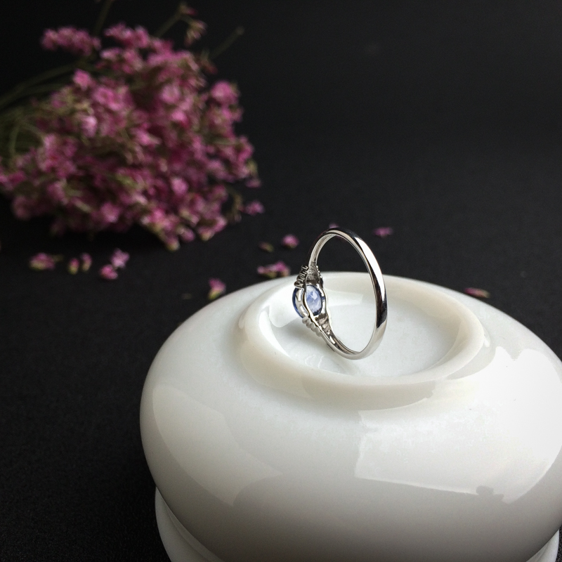 斯里兰卡18K金镶钻蓝宝石戒指 - 红掌柜