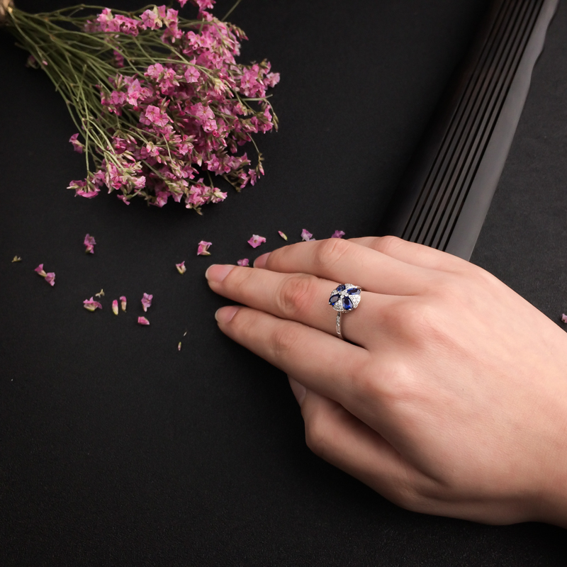 天然蓝宝石戒指 - 红掌柜