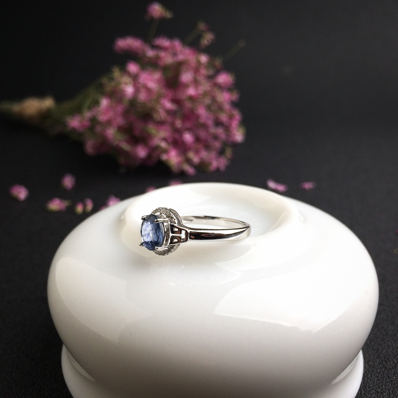 18K金镶钻蓝宝石戒指 - 红掌柜