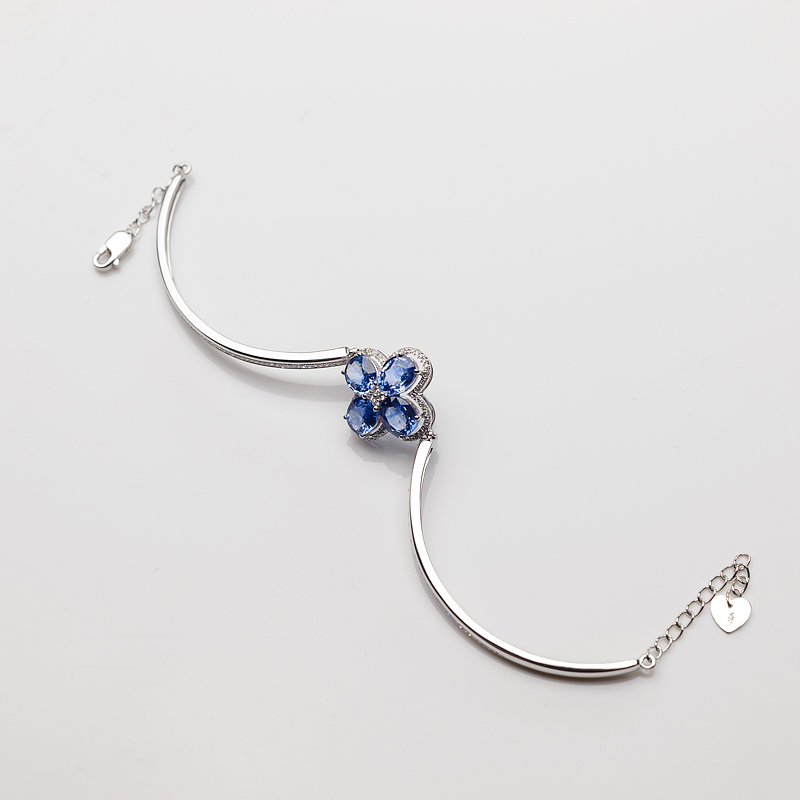 天然18K金镶钻蓝色蓝宝石手环 - 红掌柜