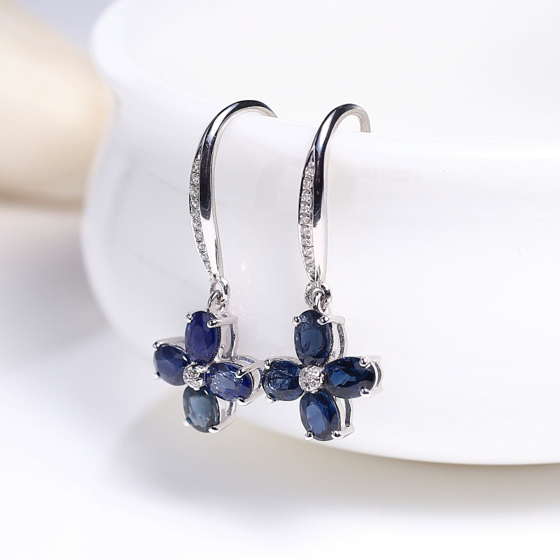 蓝色蓝宝石耳环-红掌柜