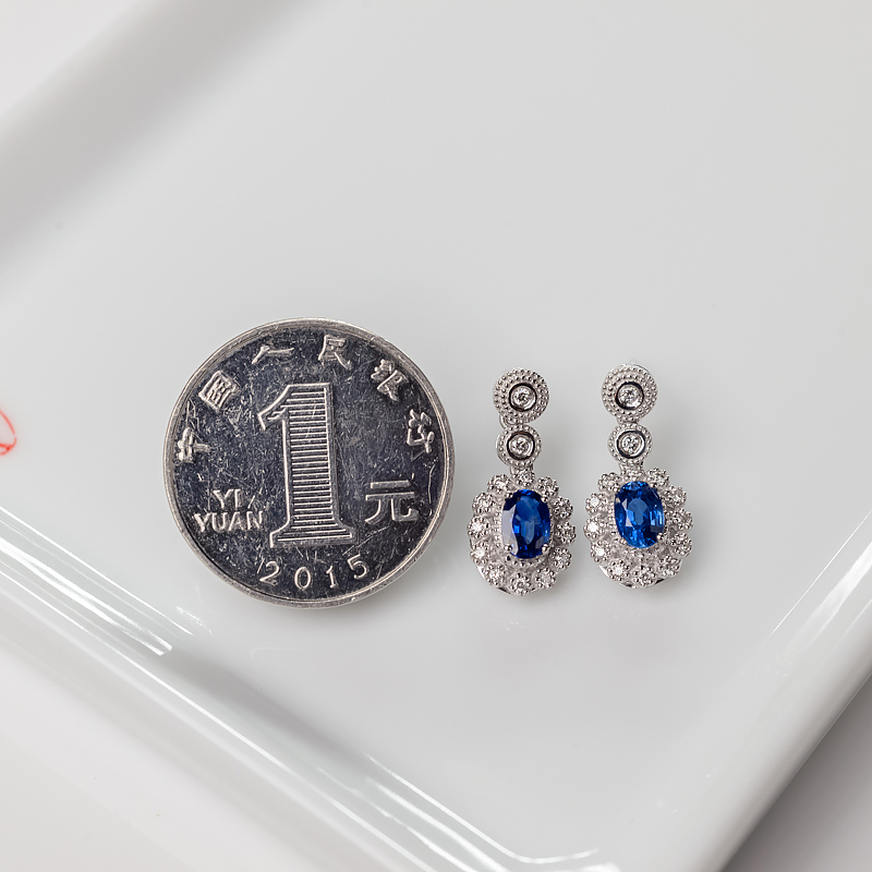 斯里兰卡蓝宝石耳坠-红掌柜