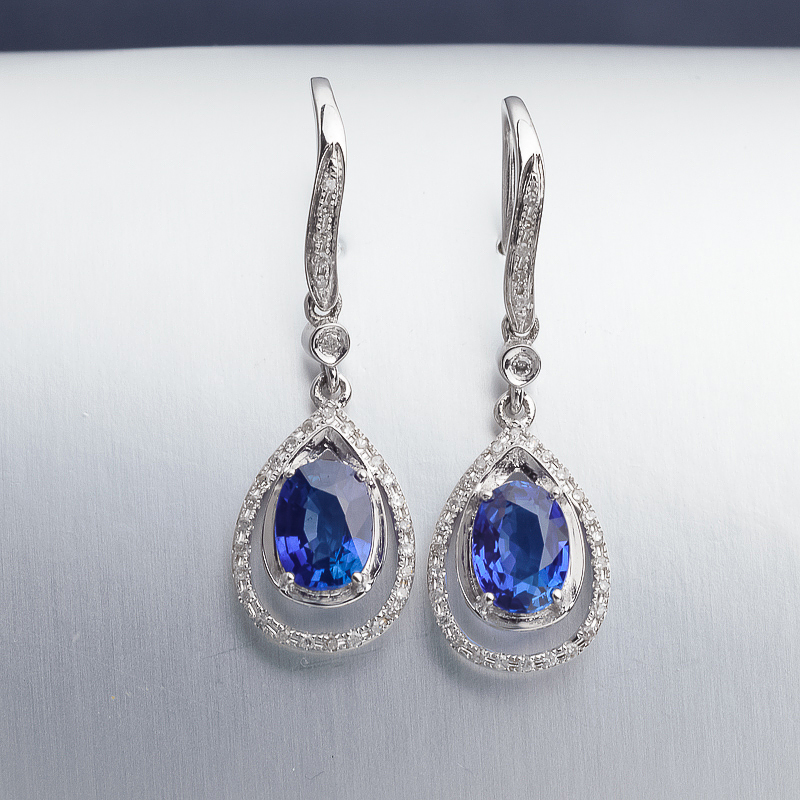 18K金镶钻斯里兰卡天然蓝宝石戒指-红掌柜