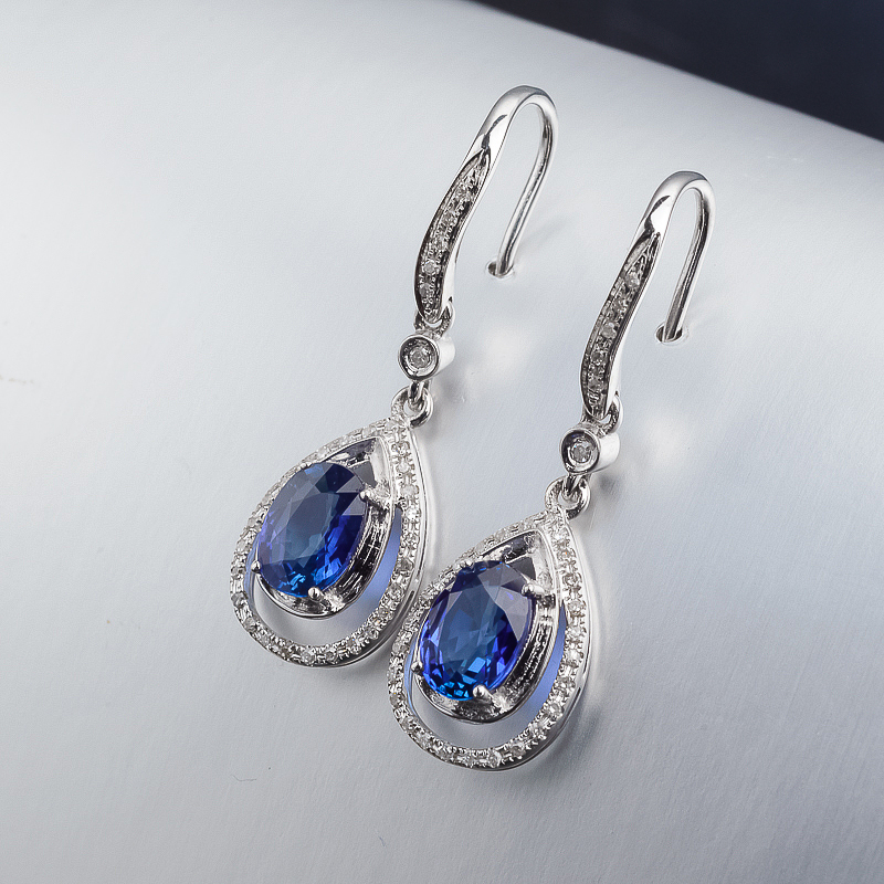 18K金镶钻天然蓝宝石戒指-红掌柜