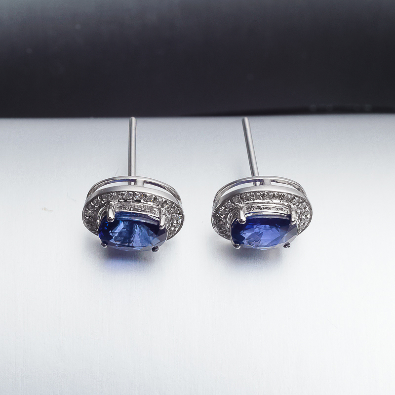 斯里兰卡天然蓝宝石耳钉-红掌柜