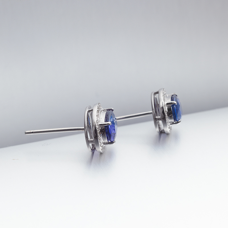 斯里兰卡蓝宝石耳钉-红掌柜