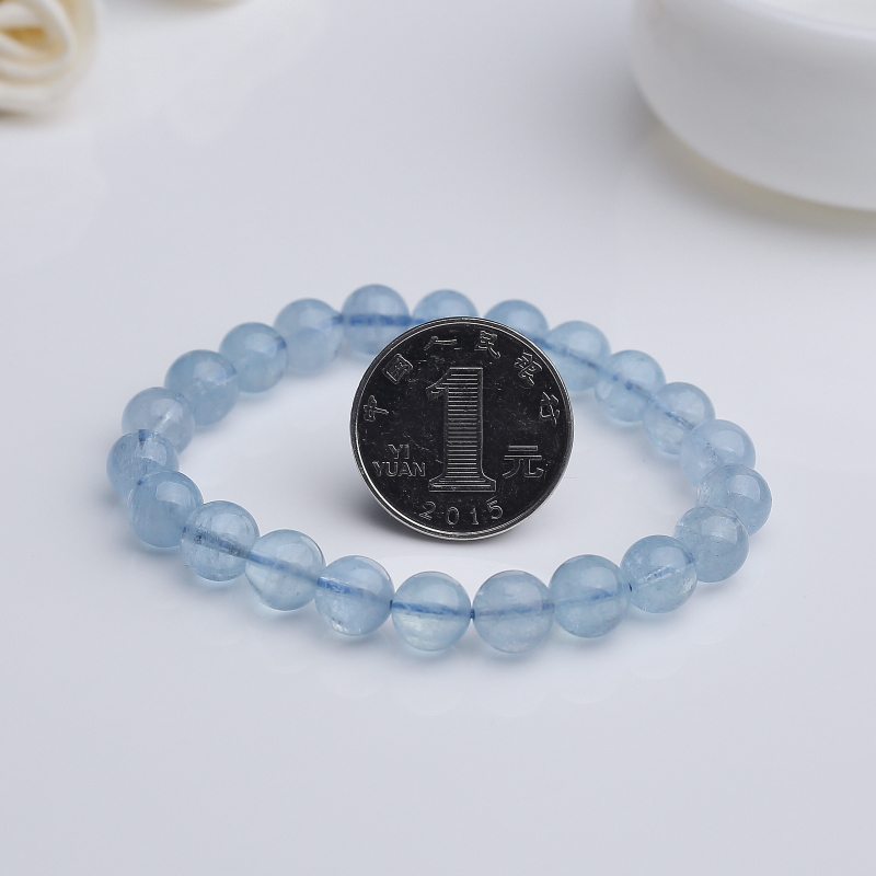 巴西天然海蓝宝手串-红掌柜