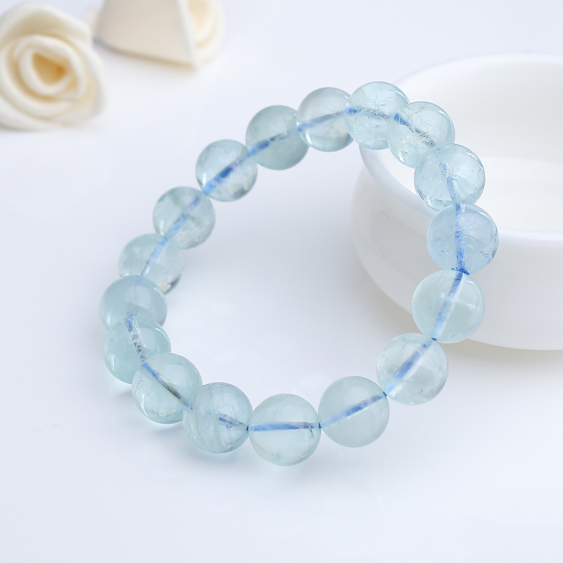 巴西天然海蓝宝手串-红掌柜