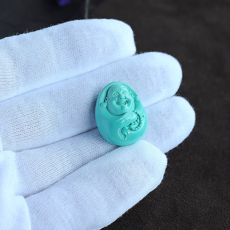 高瓷绿松石弥勒佛吊坠-红掌柜