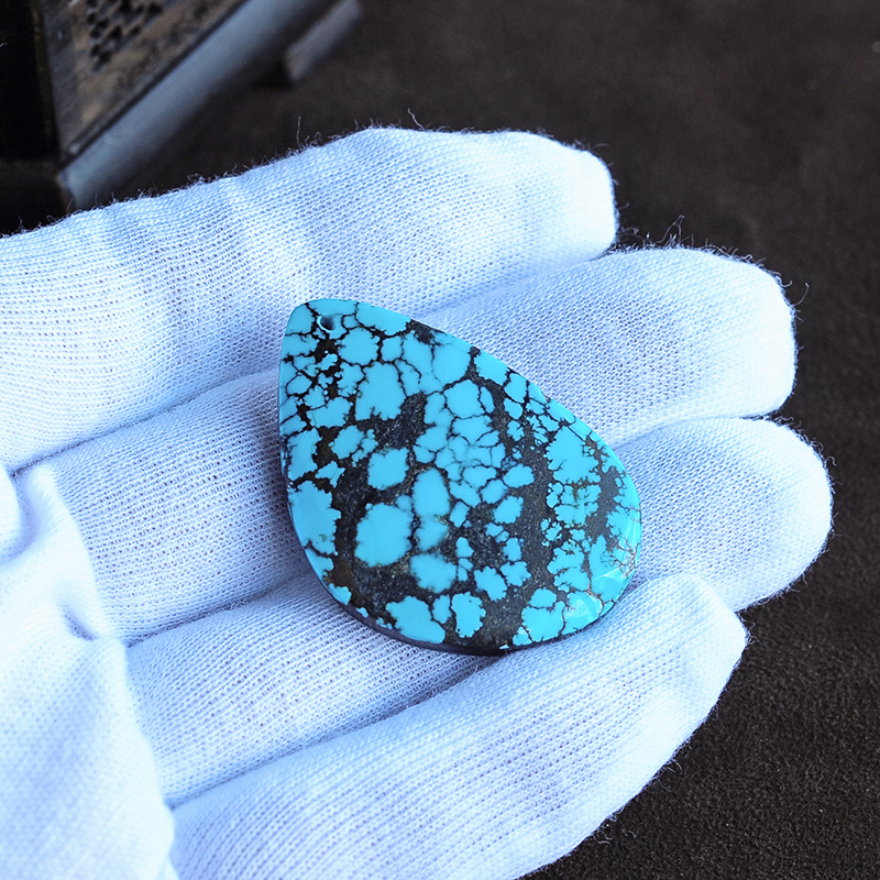 湖北高瓷蓝绿松石挂坠-红掌柜