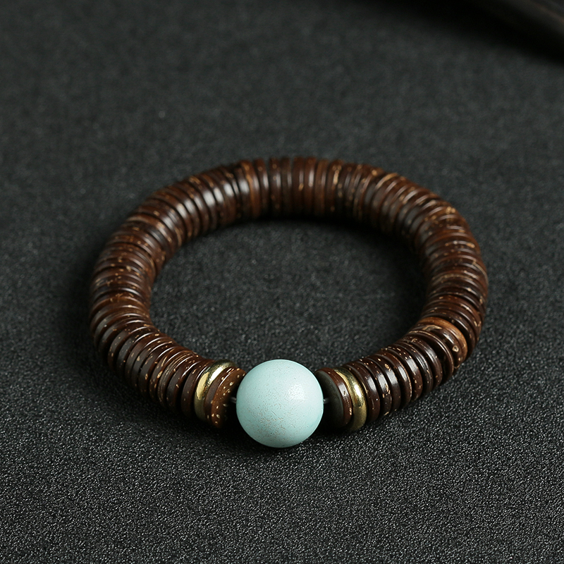 天然绿松石椰片手串-红掌柜