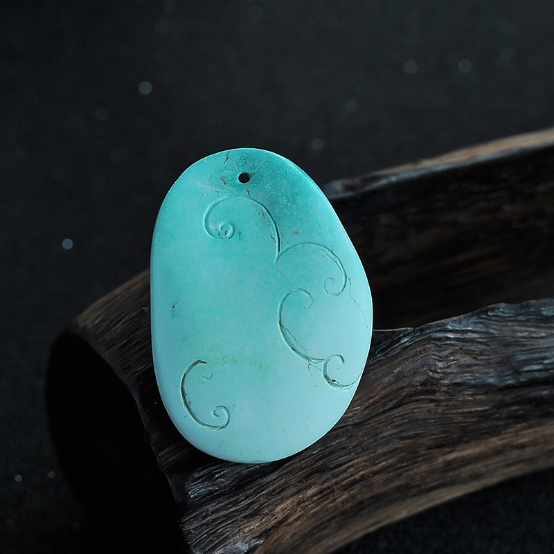 原矿绿松石仿古龙吊坠-红掌柜