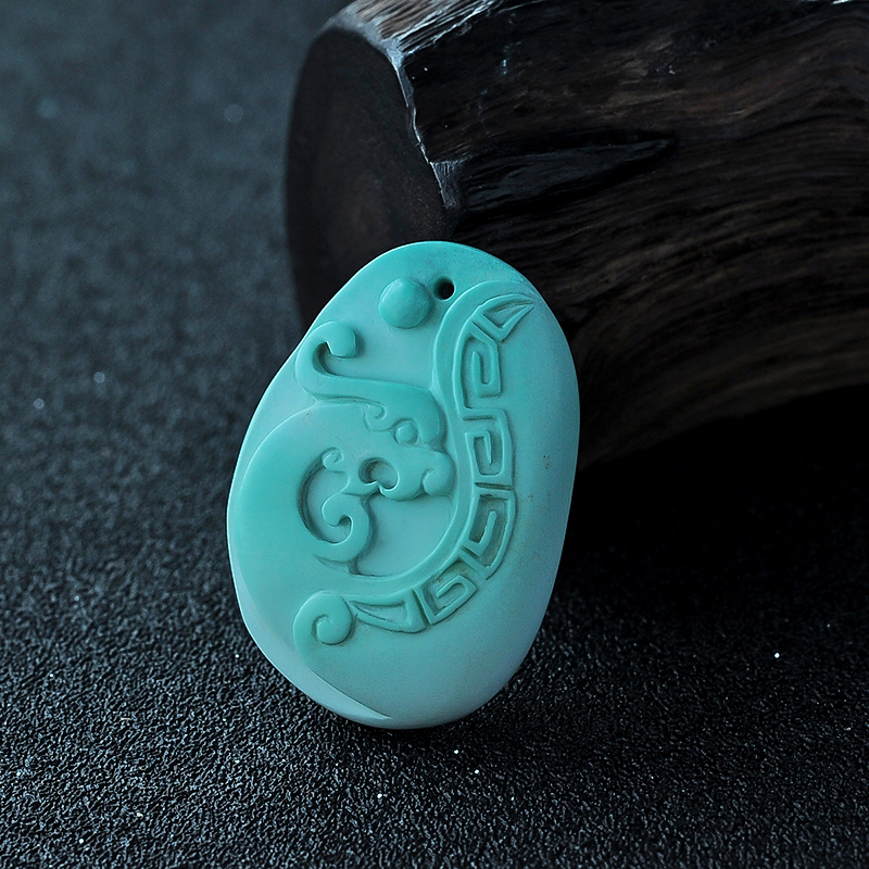 绿松石原矿仿古龙挂坠-红掌柜