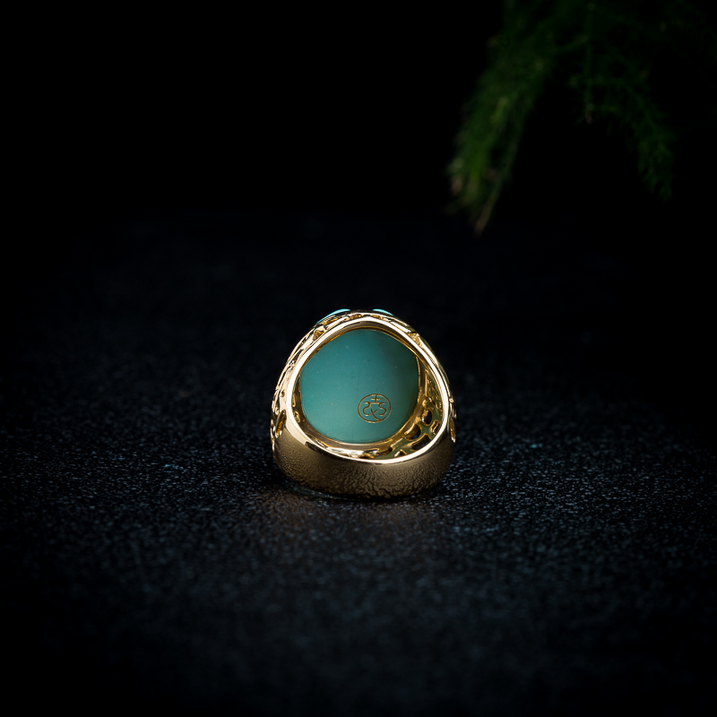 高瓷绿松石瑞兽戒指-红掌柜