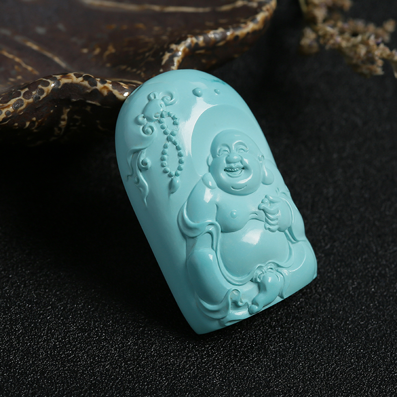 高瓷高蓝绿松石吊坠 - 红掌柜珠宝