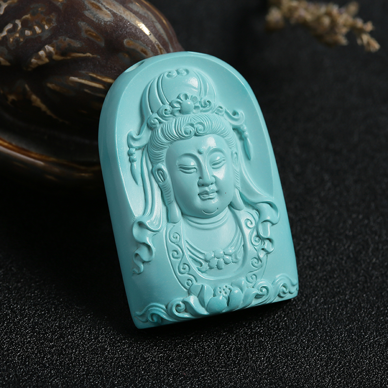 高瓷高蓝绿松石吊坠 - 红掌柜珠宝