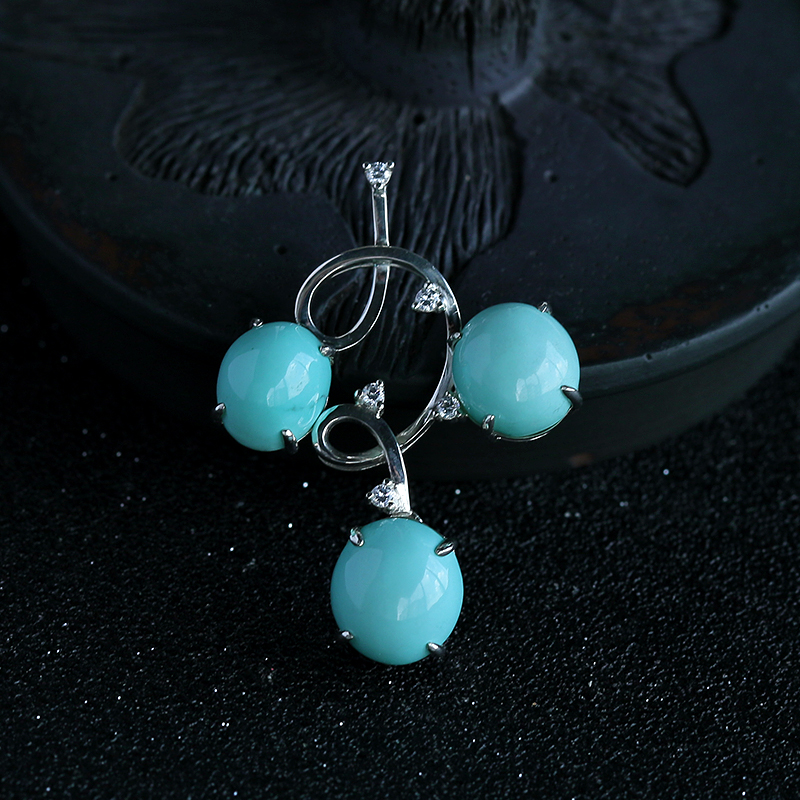 银镶绿松石吊坠-红掌柜