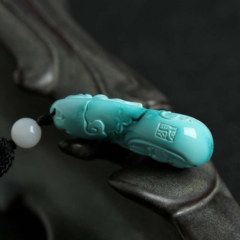 高瓷高蓝绿松挂件-红掌柜