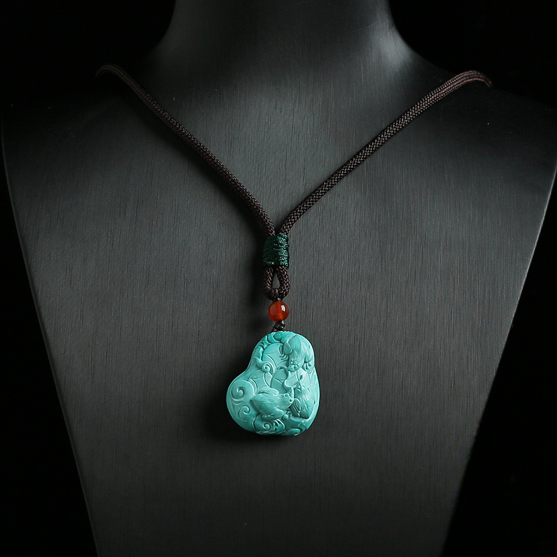 天然绿松石挂坠-红掌柜