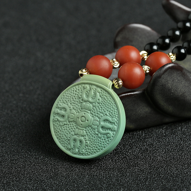 天然绿松高瓷风花雪夜吊坠-红掌柜