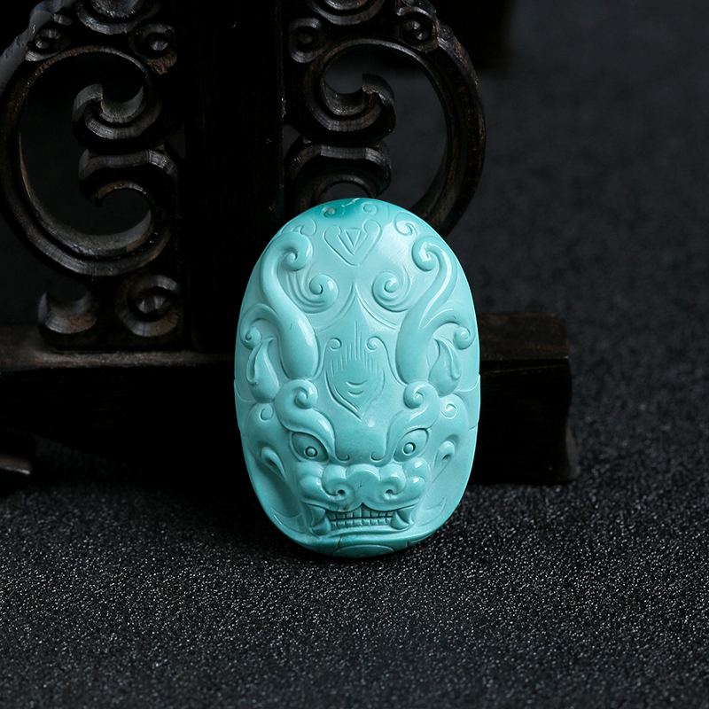 绿松石仿古龙头吊坠-红掌柜