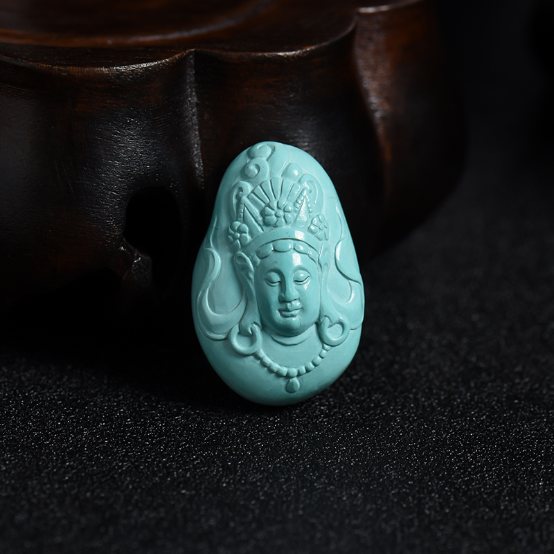 湖北天然绿松石度母吊坠-红掌柜