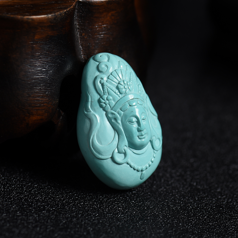 天然绿松石度母吊坠-红掌柜