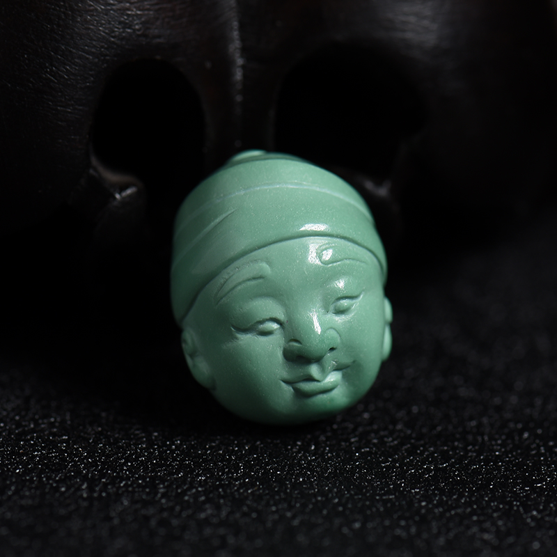 湖北天然绿松石童子挂坠-红掌柜