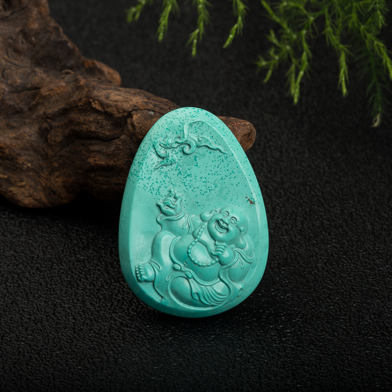 绿松石弥勒佛吊坠-红掌柜