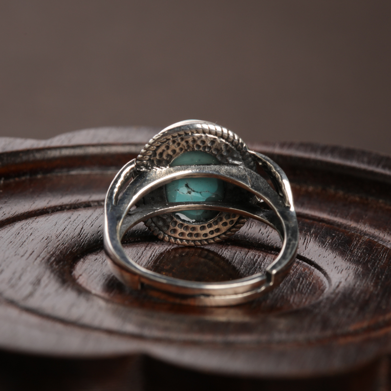 银镶中高瓷铁线蓝绿松石-红掌柜