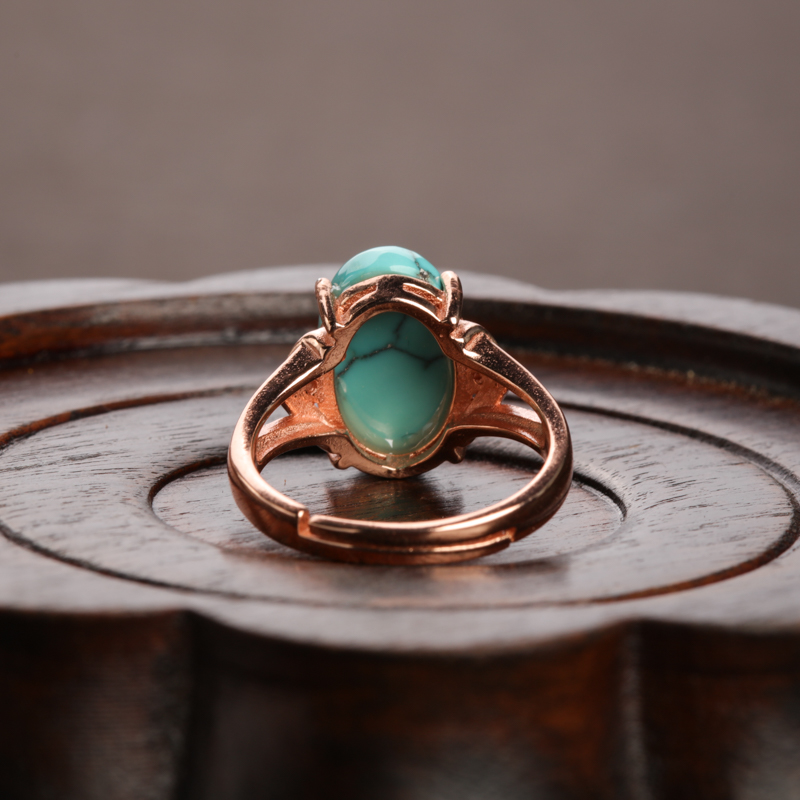 湖北银镶高瓷铁线蓝绿松石-红掌柜