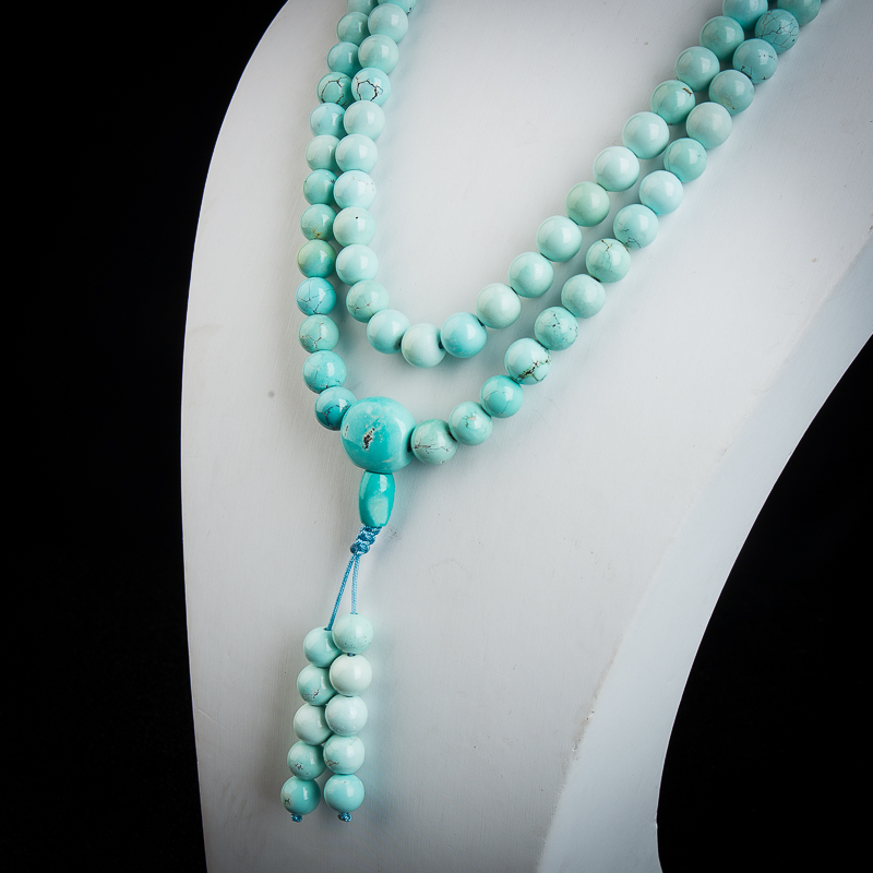 中瓷浅蓝绿松石佛珠-红掌柜