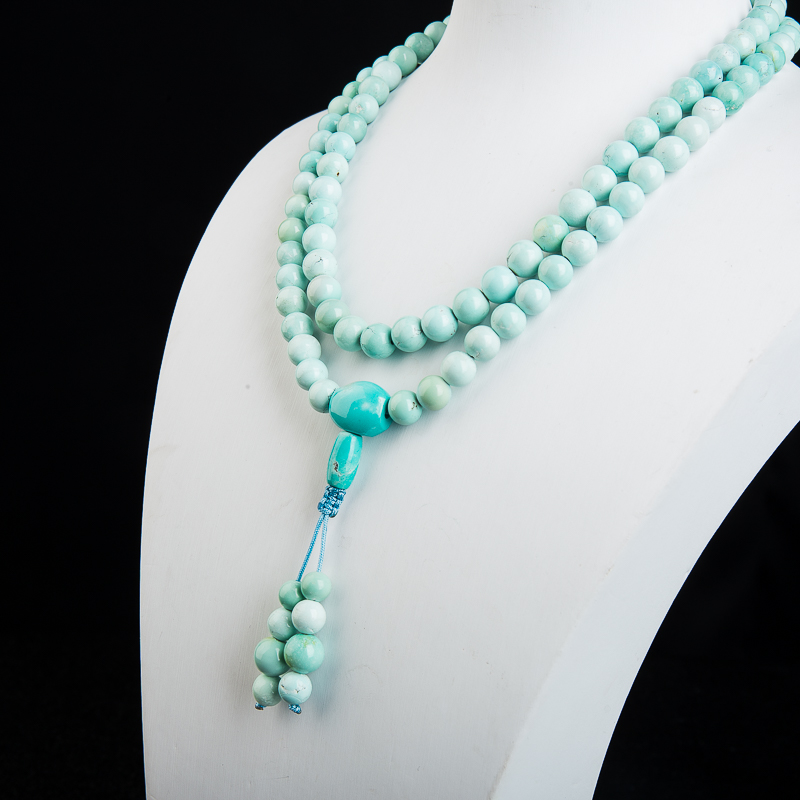 中瓷浅蓝绿松石佛珠-红掌柜