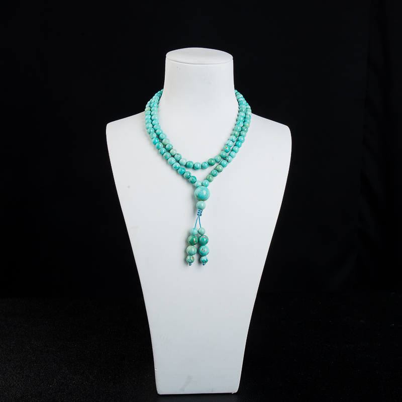 6.7mm中瓷蓝绿绿松石108佛珠-红掌柜