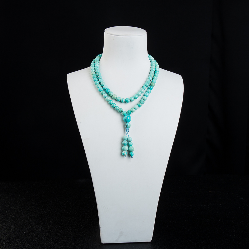 6.6mm中瓷蓝绿绿松石108佛珠-红掌柜