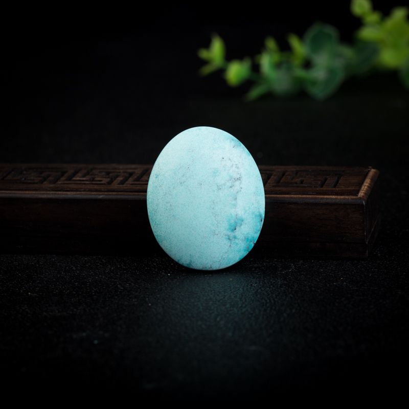 湖北天然中瓷蓝绿松石蛋面吊坠-红掌柜