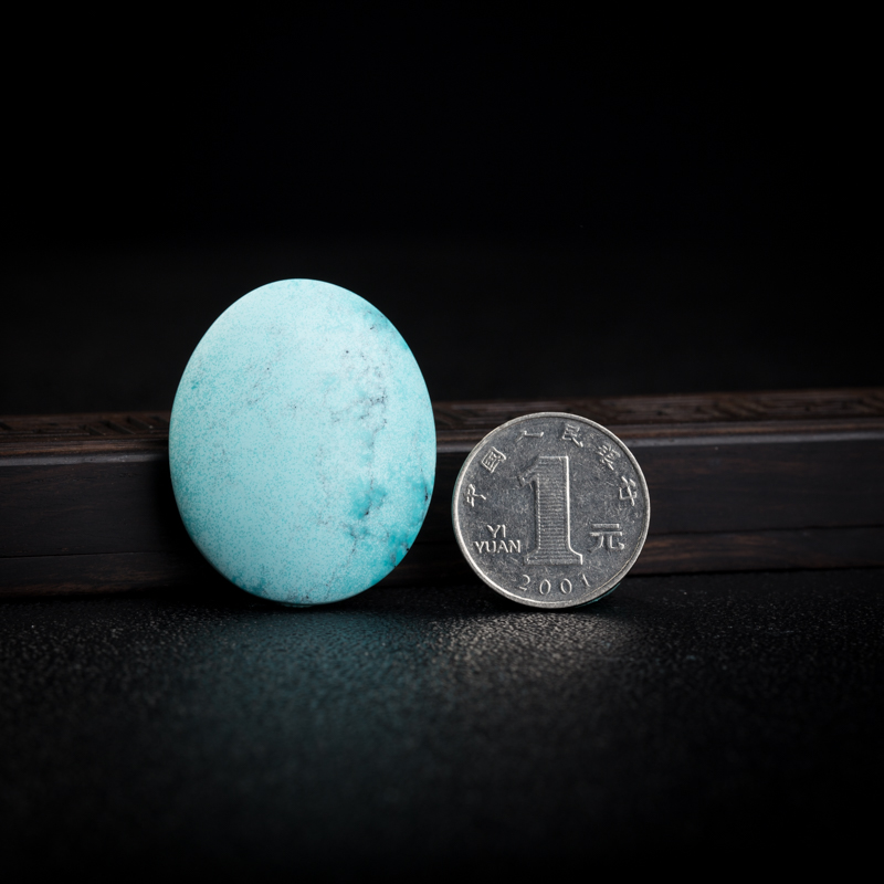 中瓷蓝绿松石蛋面吊坠-红掌柜